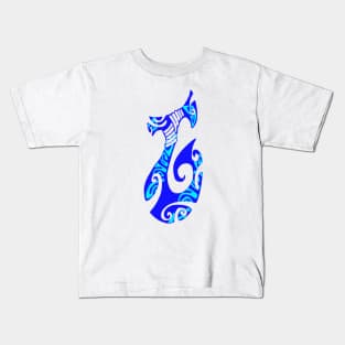 MATAU - Blue (Fish hook) Kids T-Shirt